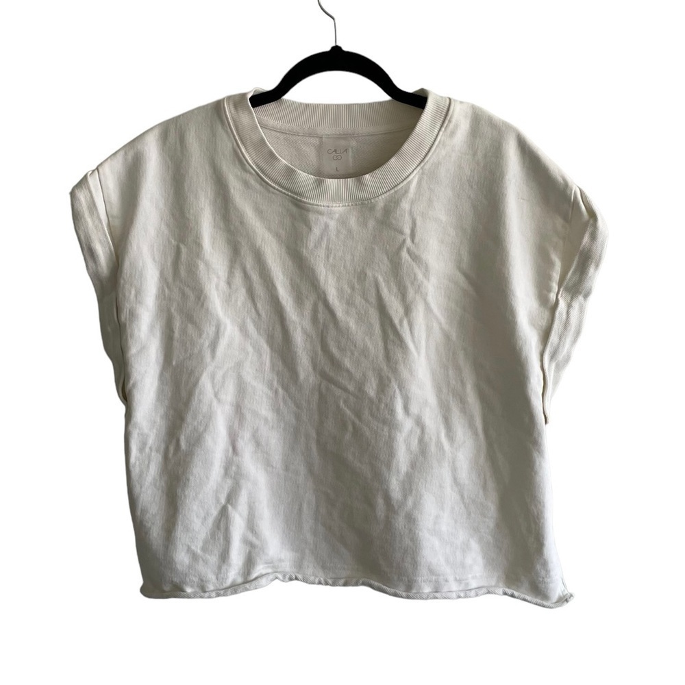 CALIA Women’s Cotton Oversized Extended Shoulder Sleeveless Top L